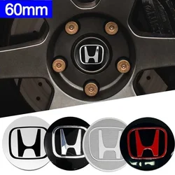 60MM Car Wheel Center Hub Cap Badge For Honda Civic City Accord Odyssey CRV Hrv Jazz CBR VTX Logo Emblem Decals Tire Stickers