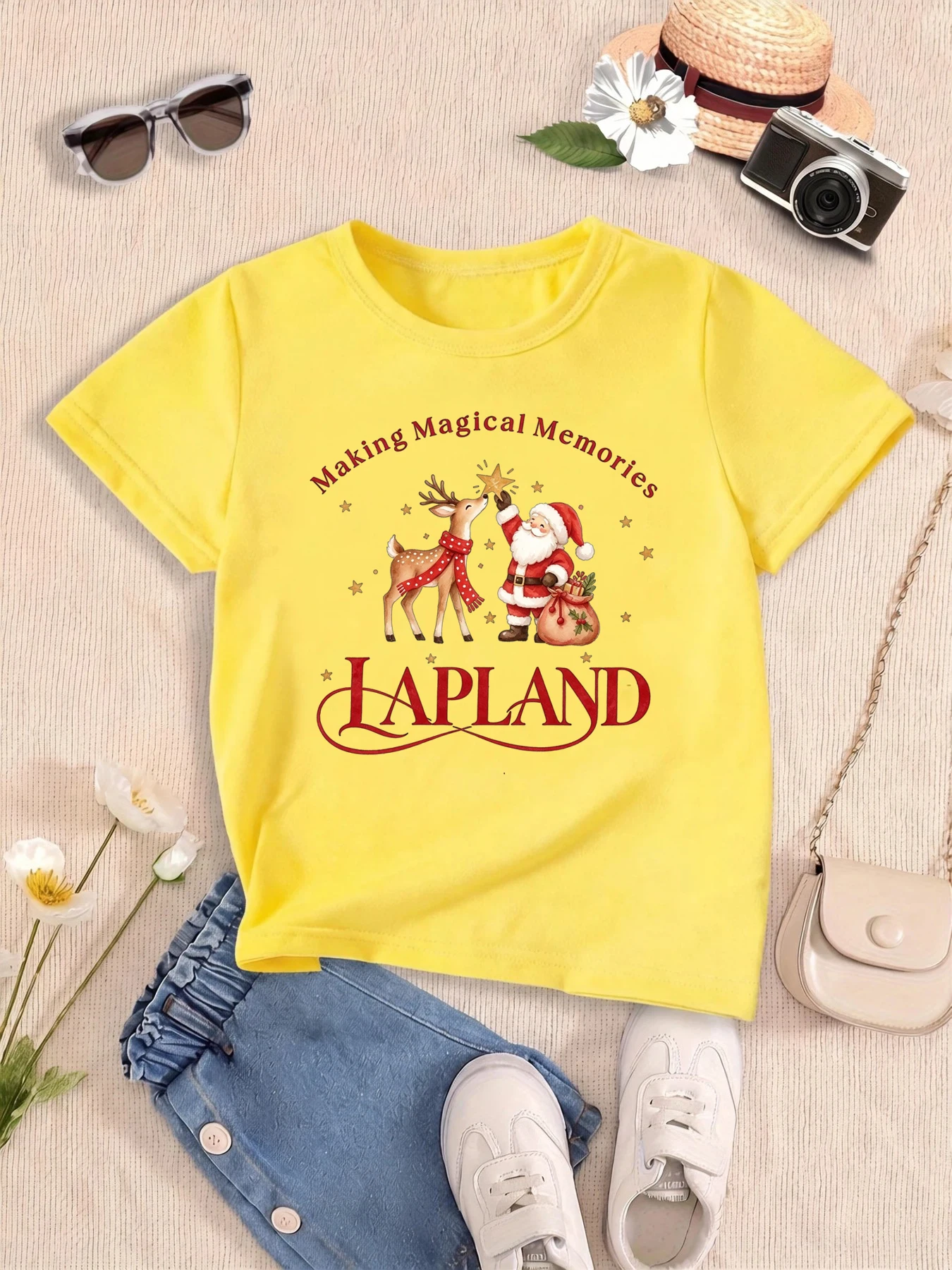 Making Magical Memories Lapland 2026 Santa Claus'S Reindeer Printed T Shirt Girls/Boys Christmas Gift T-Shirt Funny Kids Clothes