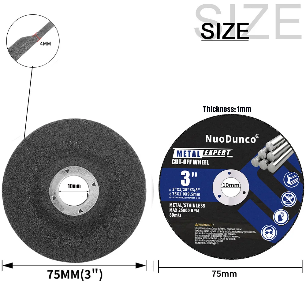 Imagem -02 - Disco de Corte de Metal para Ângulo de Moagem Mini Disco de Corte para Moedor Rebarbação de Metal Polimento 75 mm 10 Pcs por Conjunto