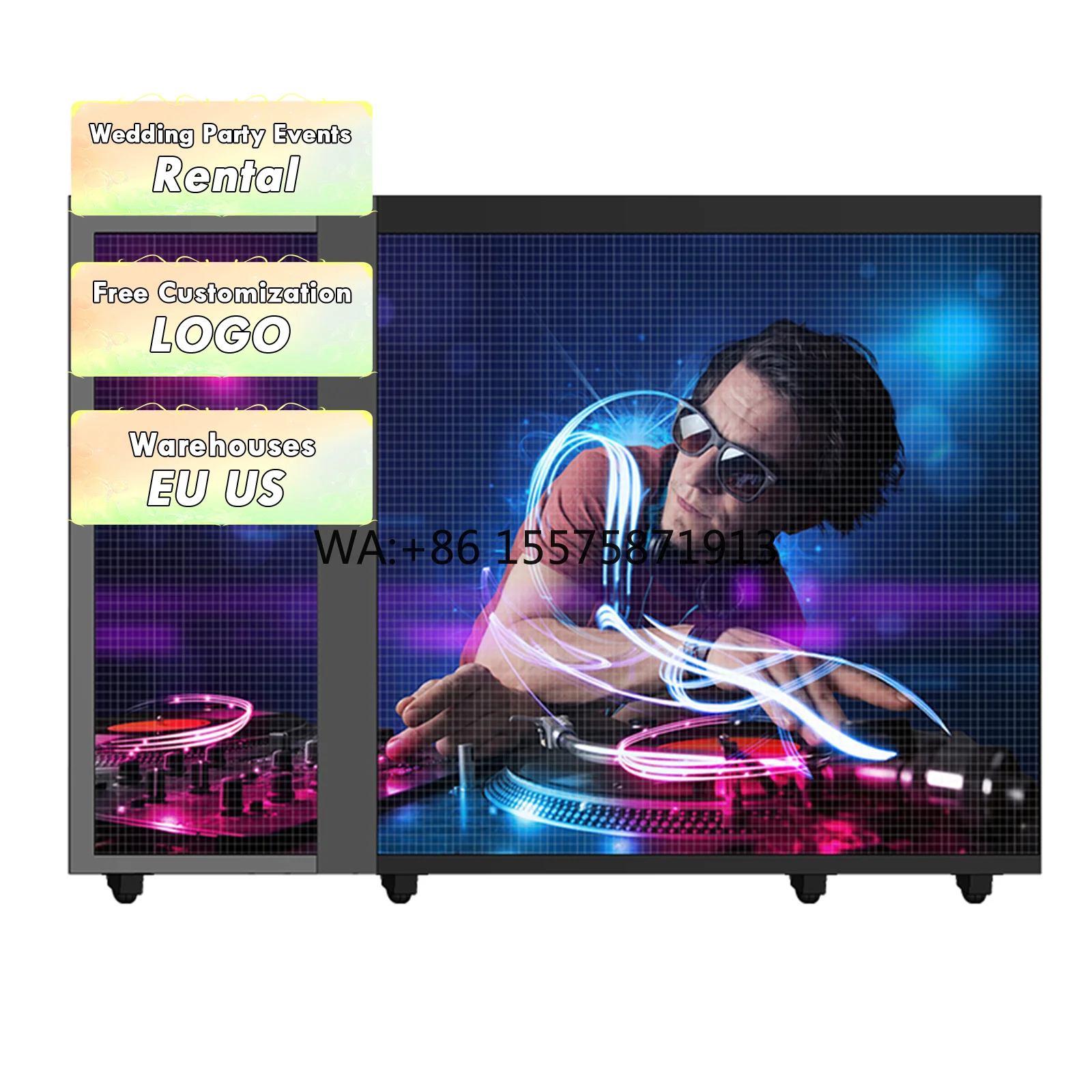 DJ Photo Booth Events Celebration  Black Portable P 2.5 Indoor Full-Color for Night Bars & Music Animation & Graphic LED Display