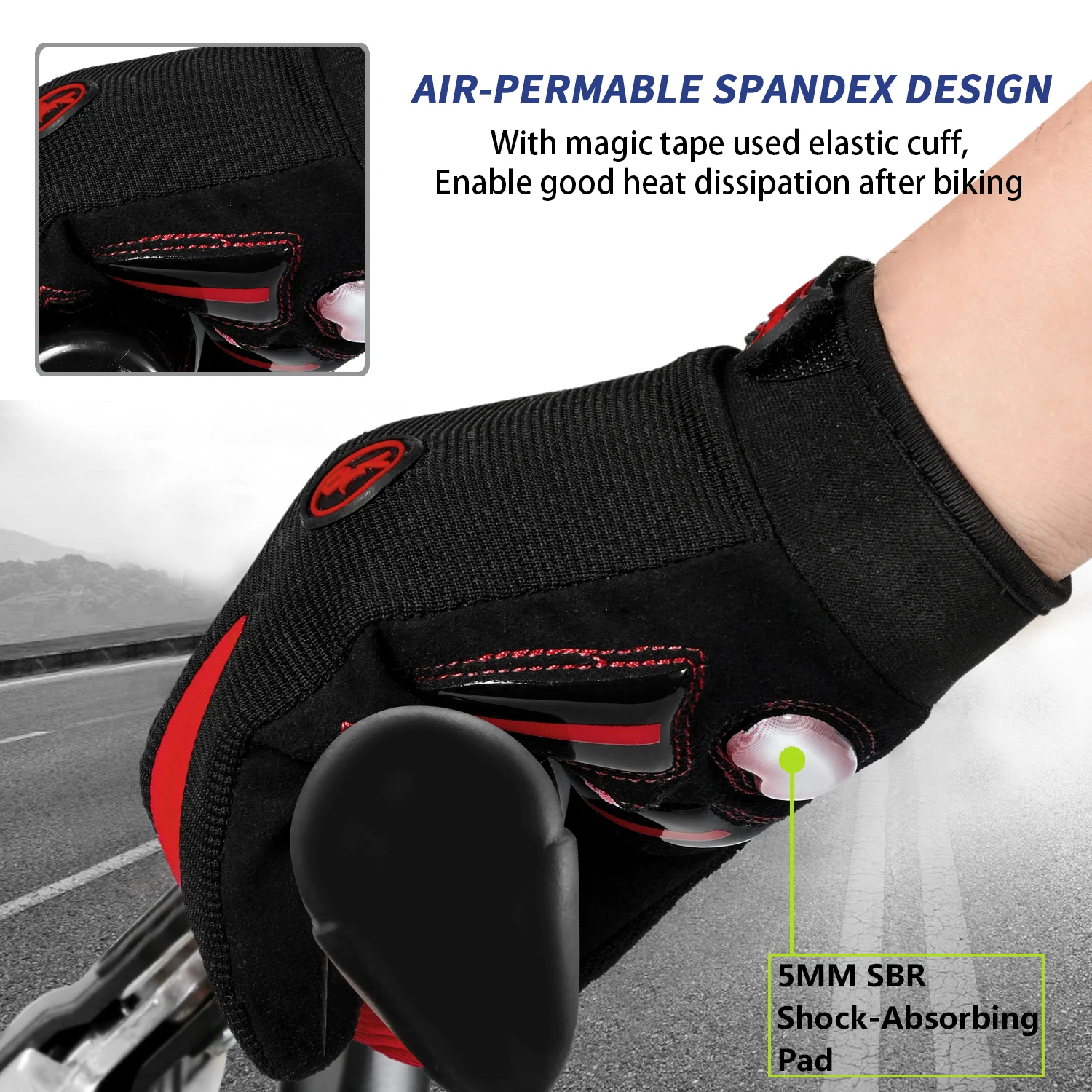 MOREOK Cycling Gloves Full Finger Bike Gloves 5MM Liquid Gel Pad Anti-Slip Shock-Absorbing Touchscreen Bicycle Gloves Men Women