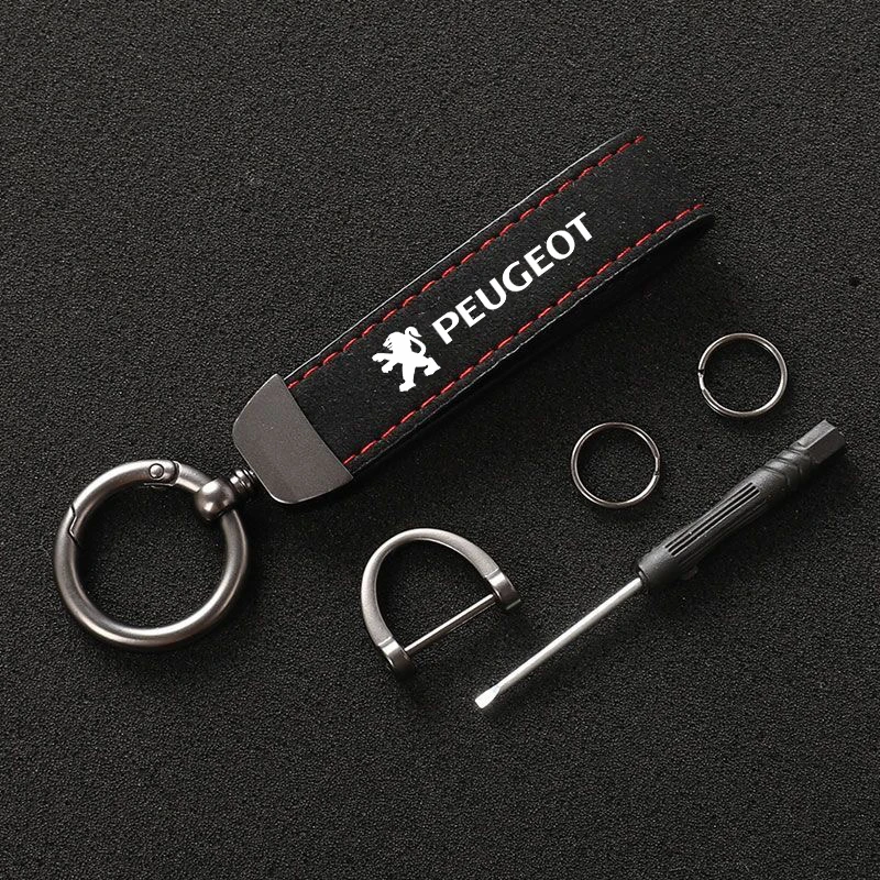 Luxury Suede Leather Keyring Car Keychain For Peugeot 206 207 208 301 307 308 T9 406 407 508 2008 3008 5008 108 RCZ 607 4008 301