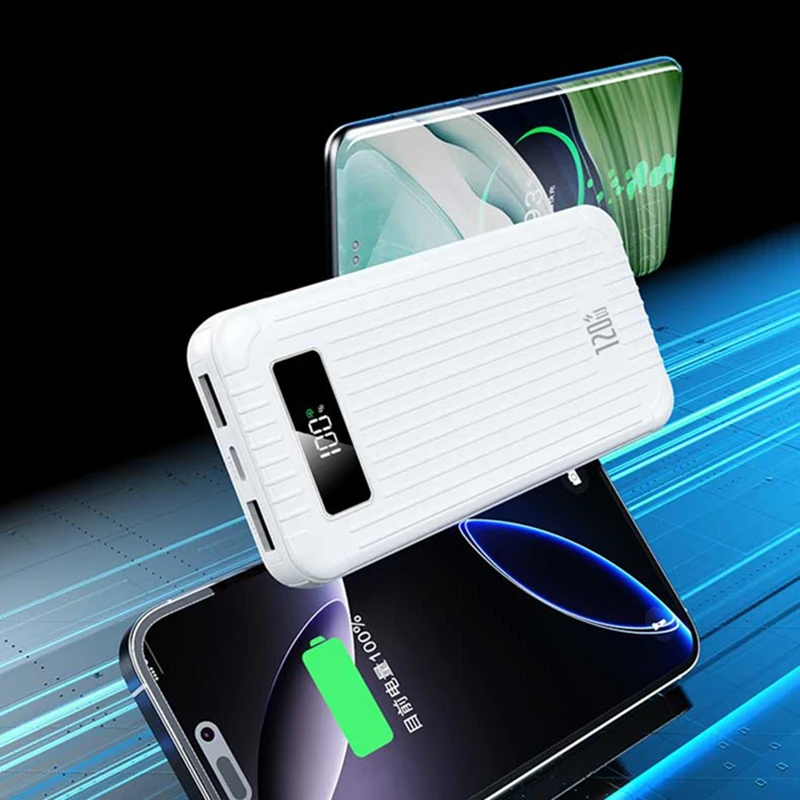 Power Bank 4in1 100000mAh 120W Pengisian Cepat Kapasitas Besar Dengan Layar Digital Dan Kabel Daya untuk Xiaomi iPhone17 2026