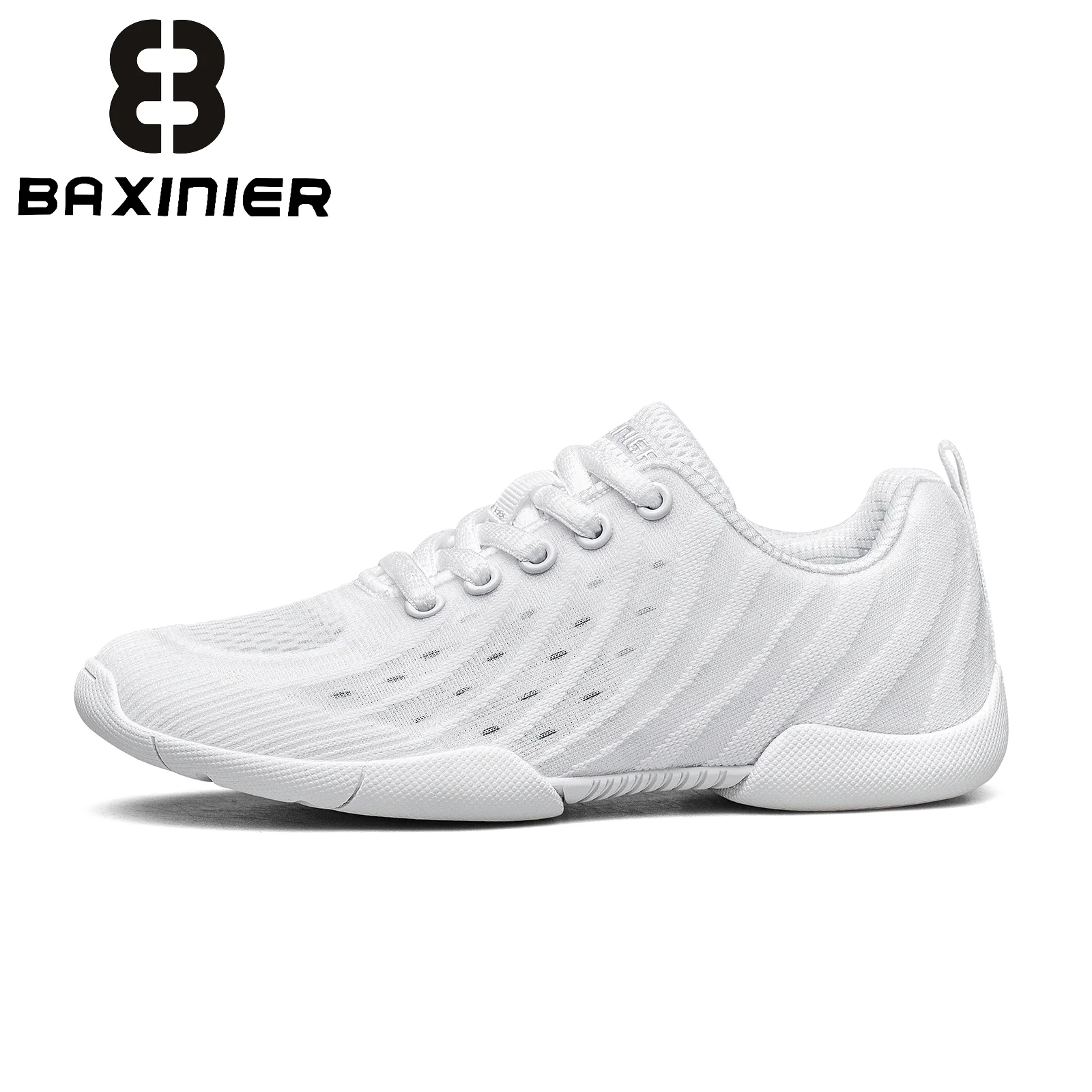 BAXINIER Youth Girls White Lightweight Comfortable Dance Shoes with Excellent Grip for Cheerleading, Tennis and Daily Walking
