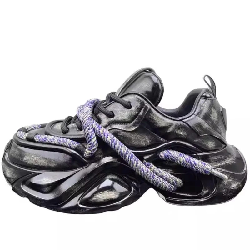 

Rubbing Color To Make Old Daddy Shoes for Men's Genuine Leather European/American Designer's Thick Soled Casual Sports Shoes Man