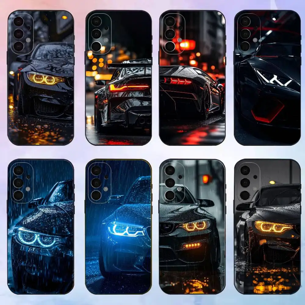 Neon Sports Car phone Case For Samsung S25,24,21,22,23,30,Ultra,20,Plus,Fe,Lite,Note Transparent Cover