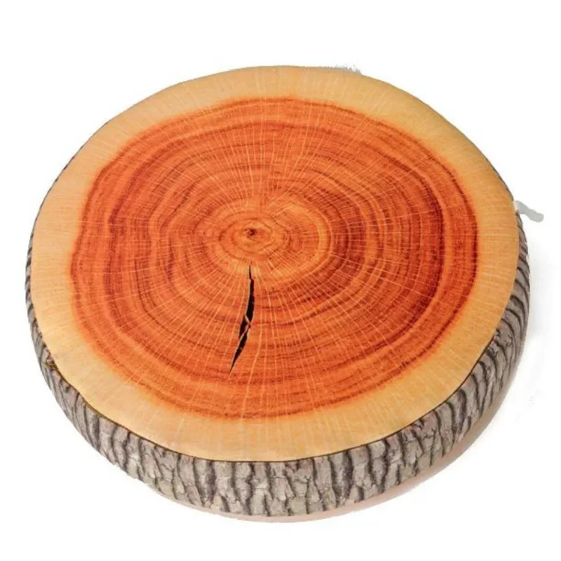 Cute Round Woods Grain Soft Plush Chair Seat Cushion Pillow Home Car Decor Stump Shaped Decorative Pillows