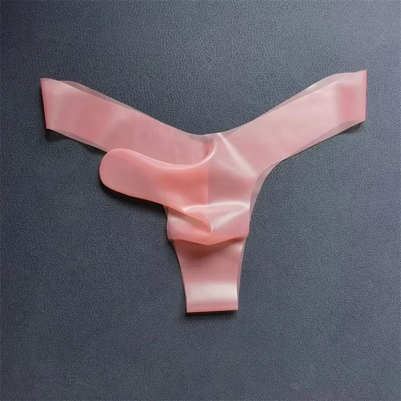 Sexy Men Soft Latex Fitted T-Briefs underpant Thong Solid Color Briefs Private Party G-Strings Costumes Panty Underwear fetish