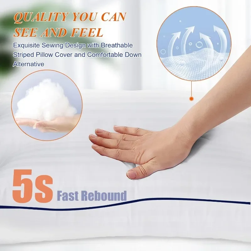 Set of 2- Cooling, Luxury Hotel Quality with Premium Soft Down Alternative Filling for Back, Stomach or Side Sleepers