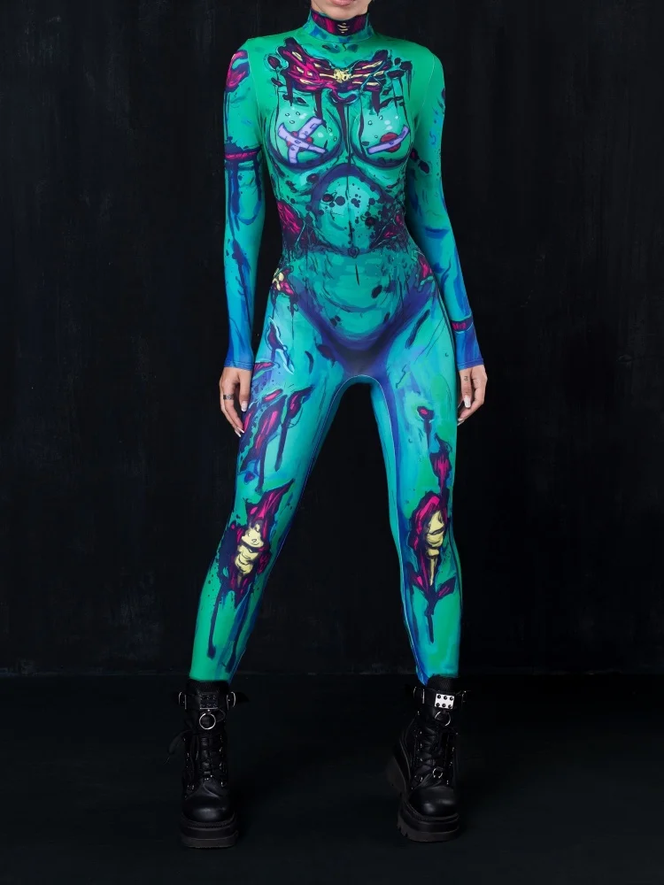 

Women's 3d Printed Cosplay Costume Zombie Vampire Bodysuit Halloween Carnival Party Aerial Yoga Stage Performance Costume Suit