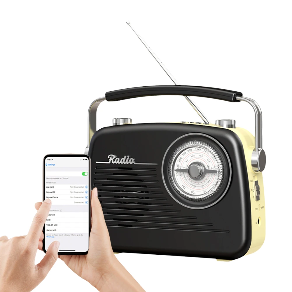 

Portable FM AM SW Radio Support TF Card Retro Radio with BT Speaker for Home Bedroom Living Room Kitchen