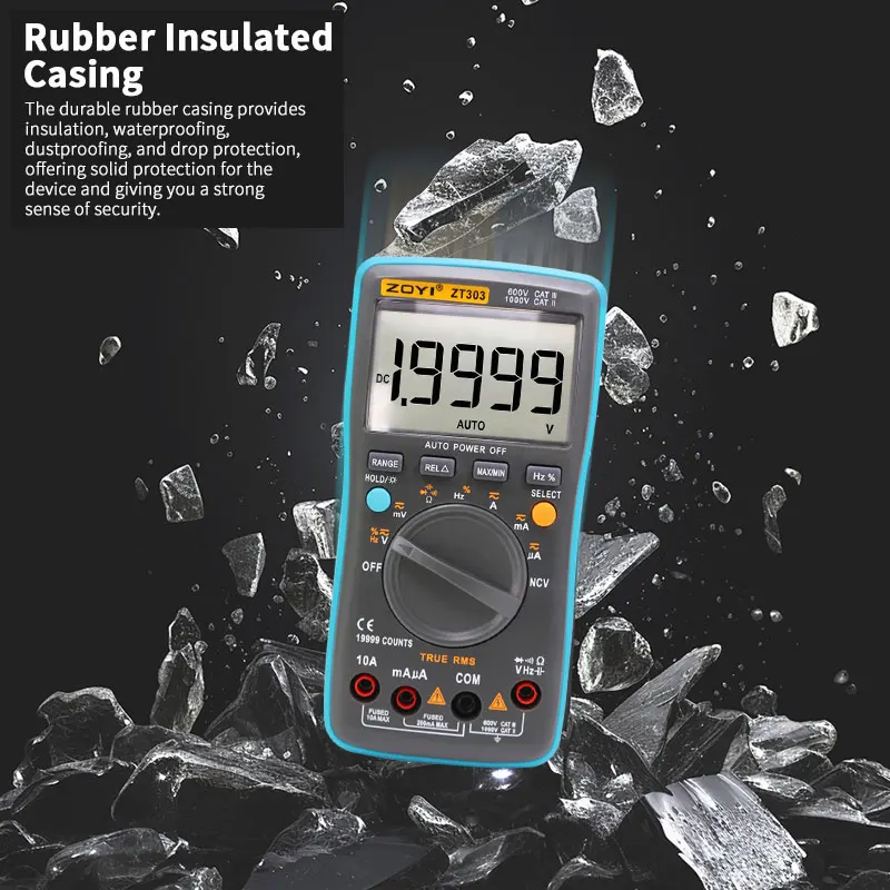 ZOYI ZT-303 True RMS Digitalmultimeter 4,5-stelliges Vollbereichs-Anti-Burn-Digitaldisplay Elektriker-Smartmultimeter – Detail 9