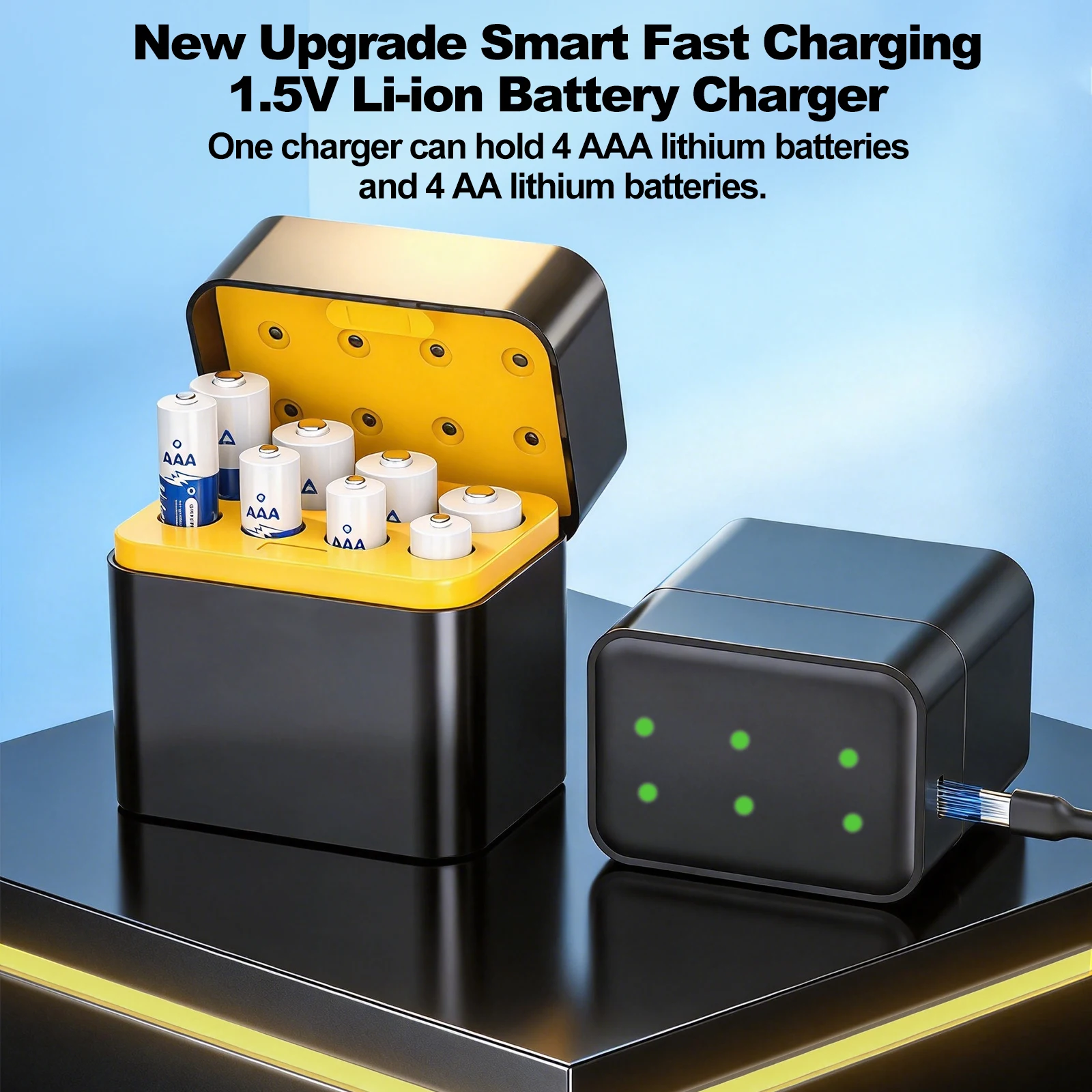 

8PCS 1.5V Rechargeable Lithium Batteries and USB Charger Intelligent Fast Charging for AAA AA Devices Compatible for Toys Camera