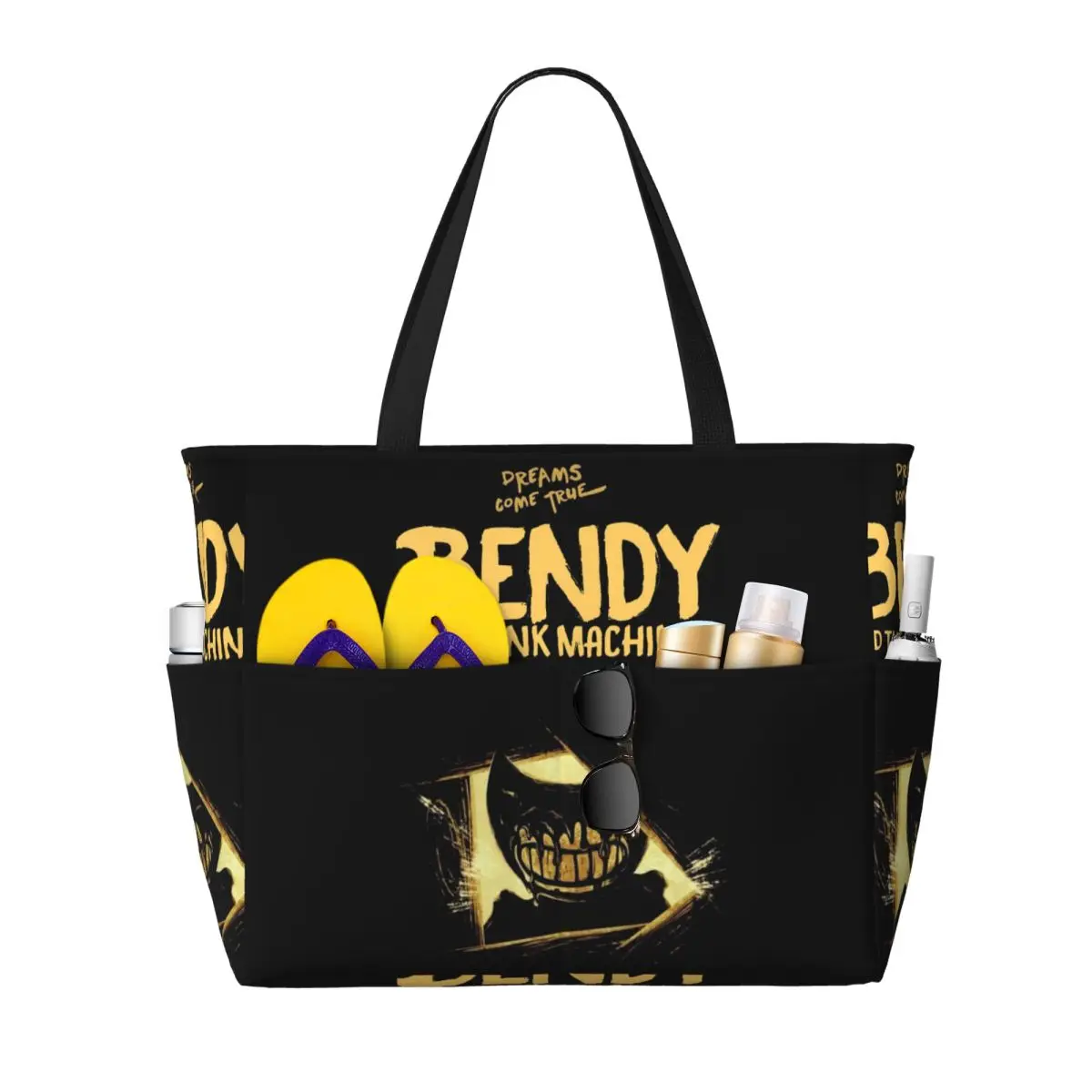 Bendy And The Ink Machine Cartoon Game Beach Tote Bag Sport Gym Yoga Duffle Large Tote Bag Women Travel Bag Fitness bag
