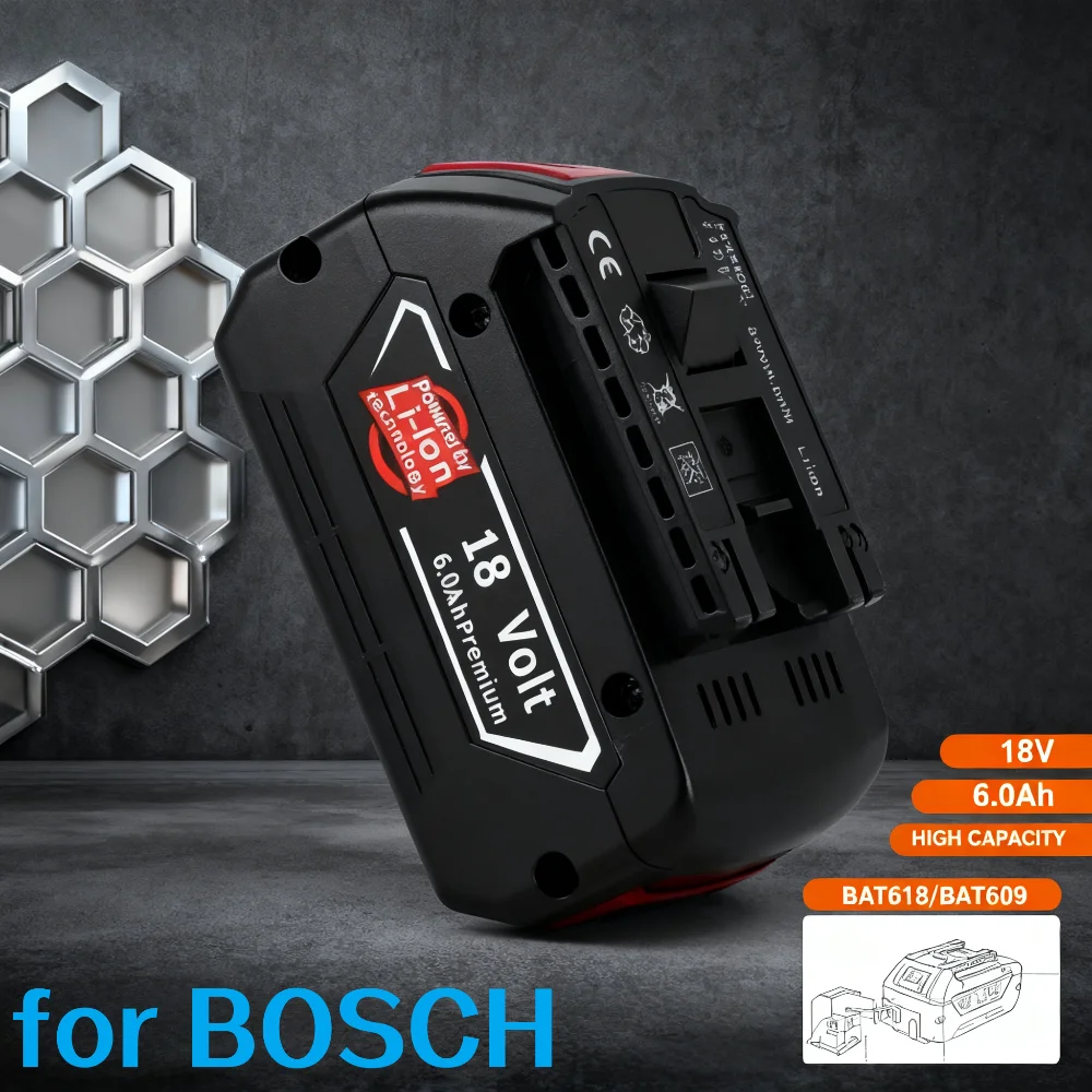 

New 18V 6.0Ah Replacement Battery for Bosch-Compatible with BAT609, BAT609G Rechargeable Lithium-ion Tool Battery.