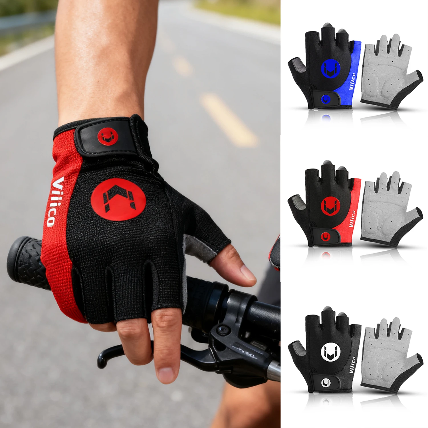 

Half Finger Cycling Gloves Liquid Silicone Resistance Shockproof Breathable Sports Bike Fitness Gloves Men's And Women's
