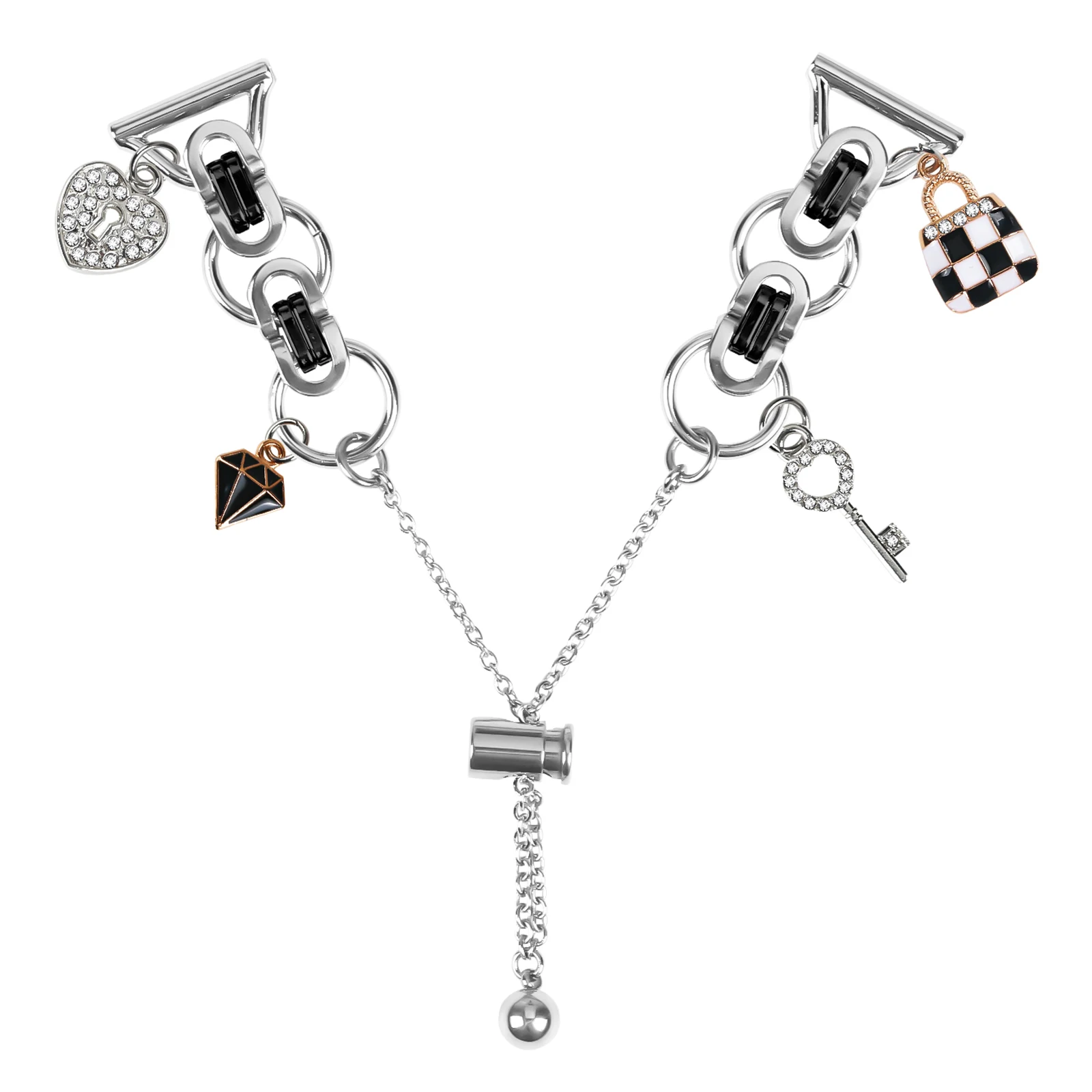 

Для CanMixs P22 гальванический ремешок из металлического сплава с одной петлей-цепочкой-браслет - серебристый/черный