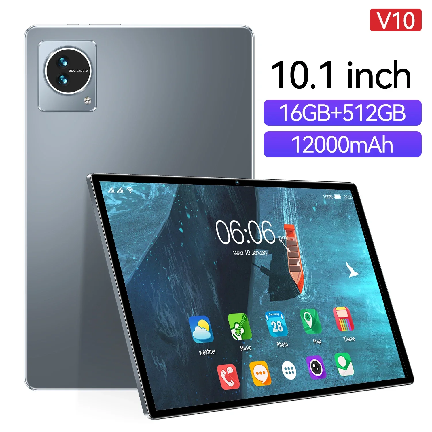 Original Pad V10 10.1 inch Snapdragon870 Android12 5G Double Card HD screen 16GB+1TB 12000mAh GPS Wifi 5G Bluetooth Tablet PC