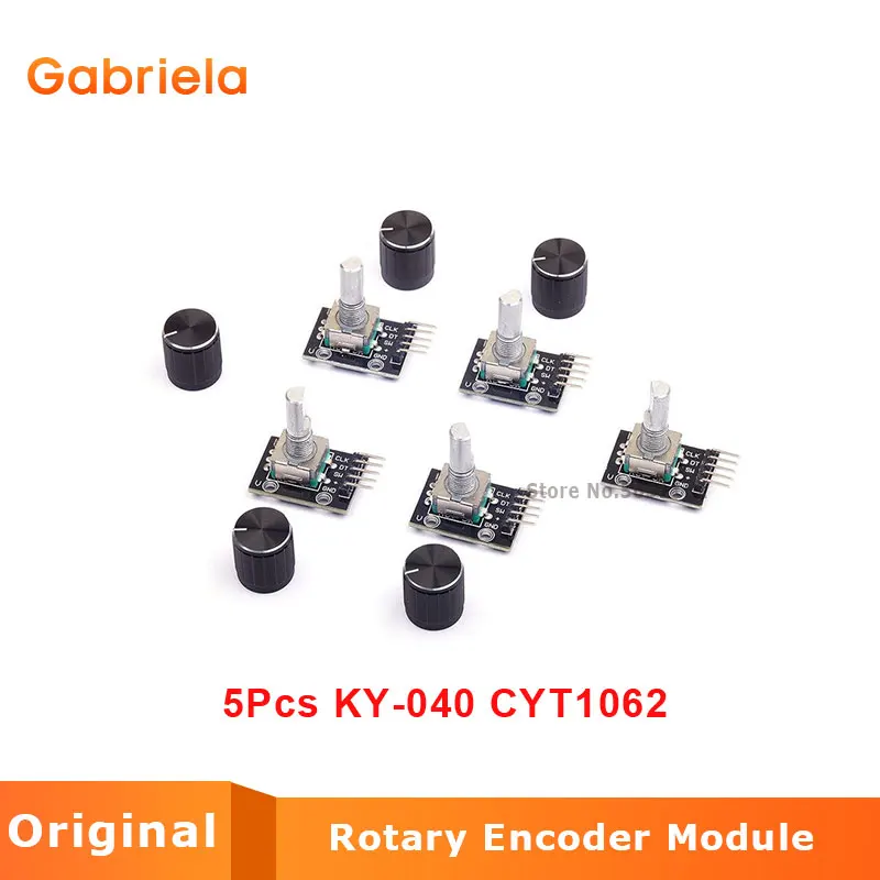 

5 Pcs/Lot KY-040 Rotary Encoder Module with 15*16.5 mm with Knob Cap Switch for Arduino CYT1062