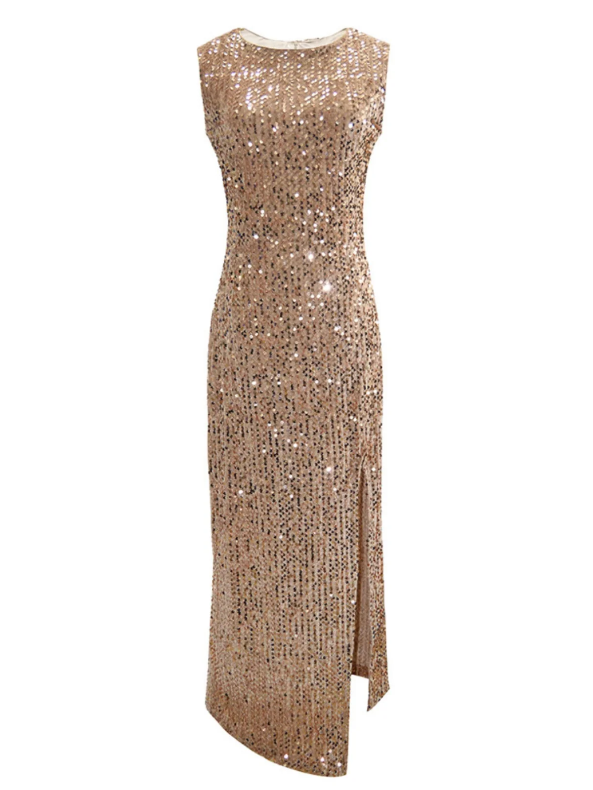 

Sexy Pure Color Sequin Dr Crossborder Women's Faion High Waist Asymmetrical Skirt Mid-Length Svel round Ne Zipper