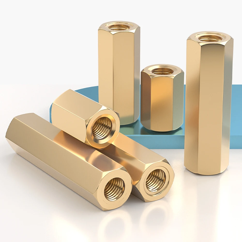 5 Pcs -20 Pcs Brass Internally Threaded Hexagonal Nut Column Double-Pass Hex Copper Column M2.5-M3 Length 4/10/20/25/30/50/60mm