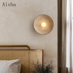Indoor Retro Wall Lamp Japanese Style Round Resin Sconces Moroccan Lamp for Home Kitchen Aisle Restaurant Decorative Fixture