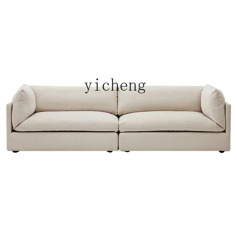 

Fabric Sofa Small Apartment Double Three-Seat Living Room Silent Wind Straight Row down Sofa