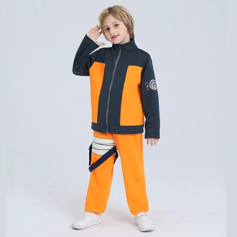 Anime Kids Child K-Kakashi Cosplay U-Uzumaki A-Akatsuki Jacket Pants Shippuden Uniform Wig Headband Kunai Halloween Costume