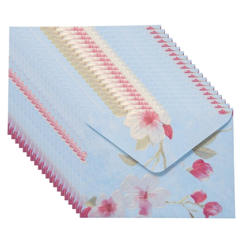 20Pcs Retro Floral Envelopes Folding Paper Envelope For Wedding Invitation Valentines Greeting Card Thank You Letter