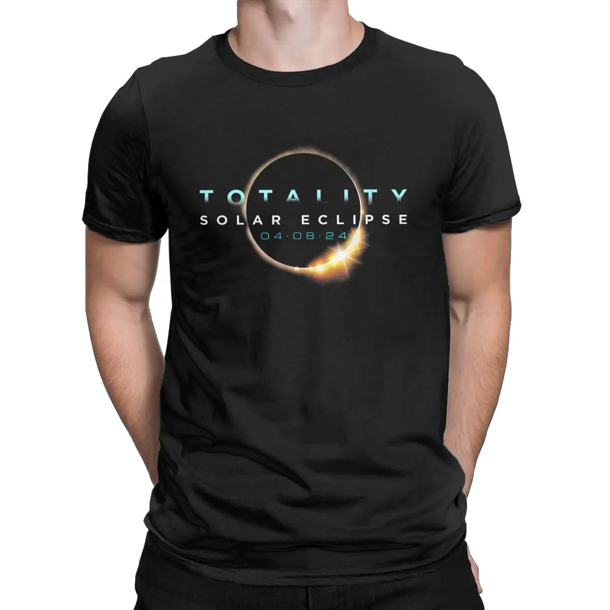 Astronomy Lovers Total Solar Eclipse T Shirts Men's 100% Cotton T-Shirts Round Collar April 8 2024 Funny Tees Short Sleeve