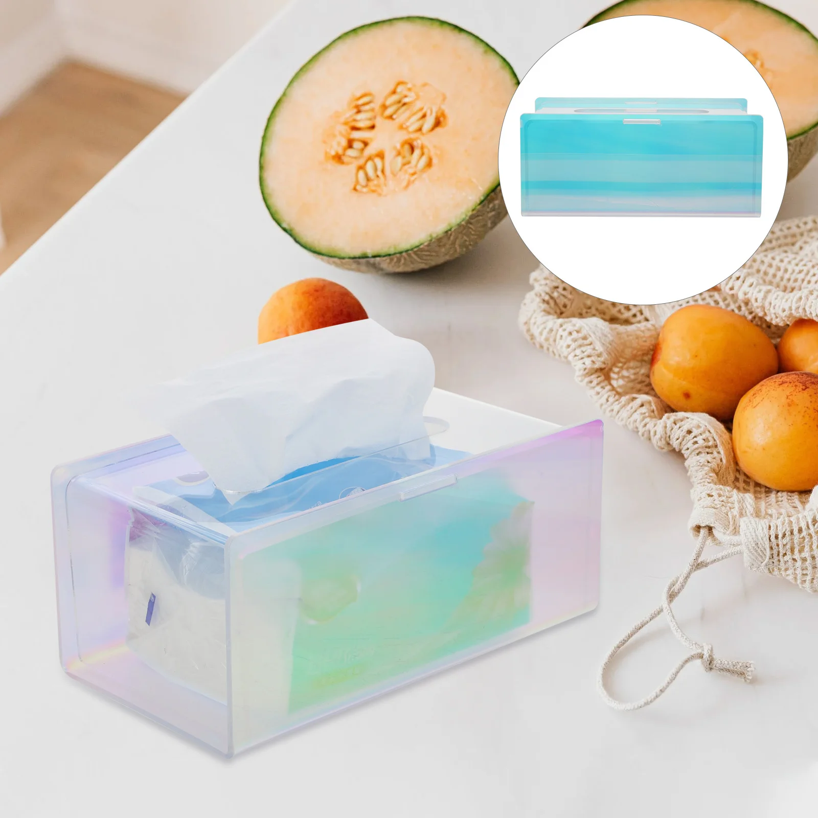 

1Pcs Acrylic Tissue Box Transparent Home Office Decoration Multi-Purpose Storage Container Chic Colorful Pearl Gloss