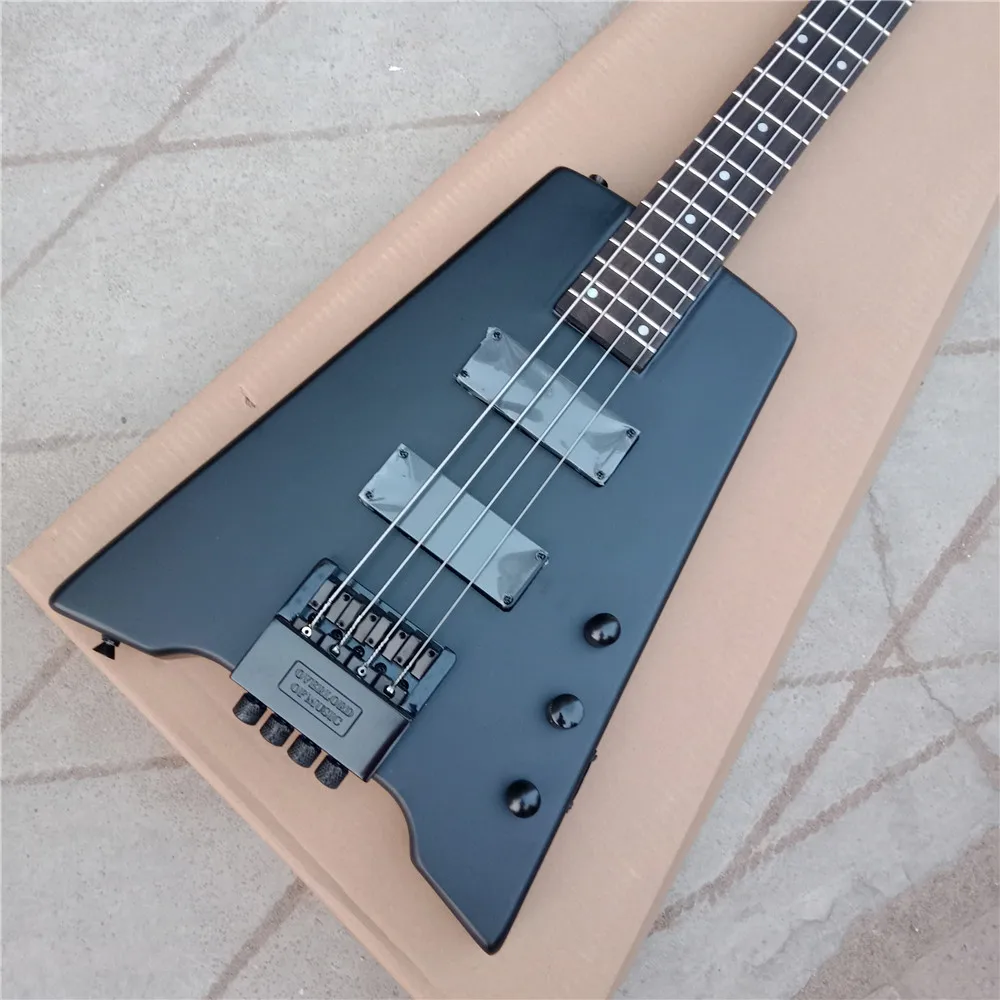 New  4 Strings Headless Electric Bass Guitar,Matte Black Mahogany Wood body Rosewood Fingerboard   BJ-252