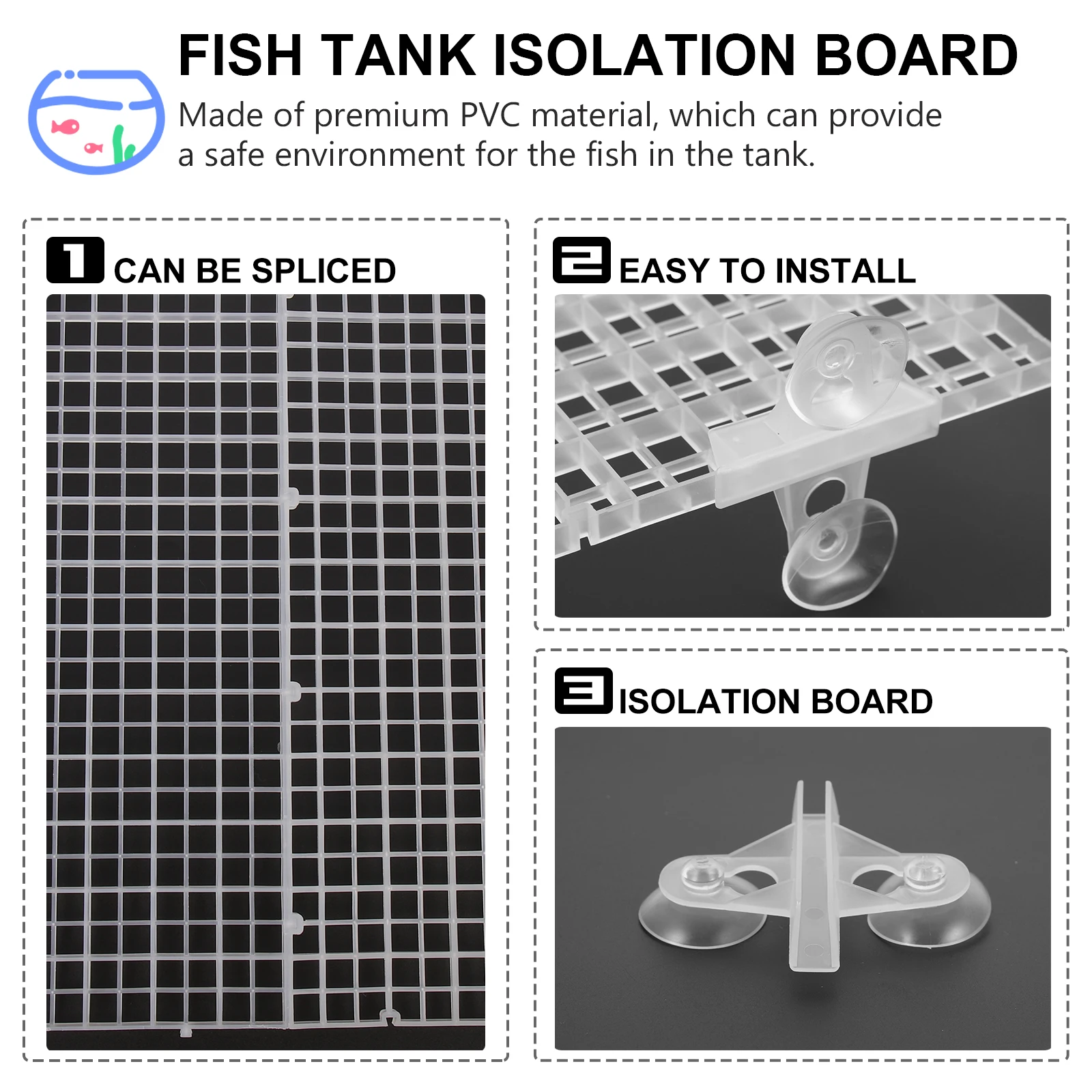 

Fish Tank Divider Aquarium Isolation Grid Plate Tools Breeding Accessories Cut off Supply Dividers Board