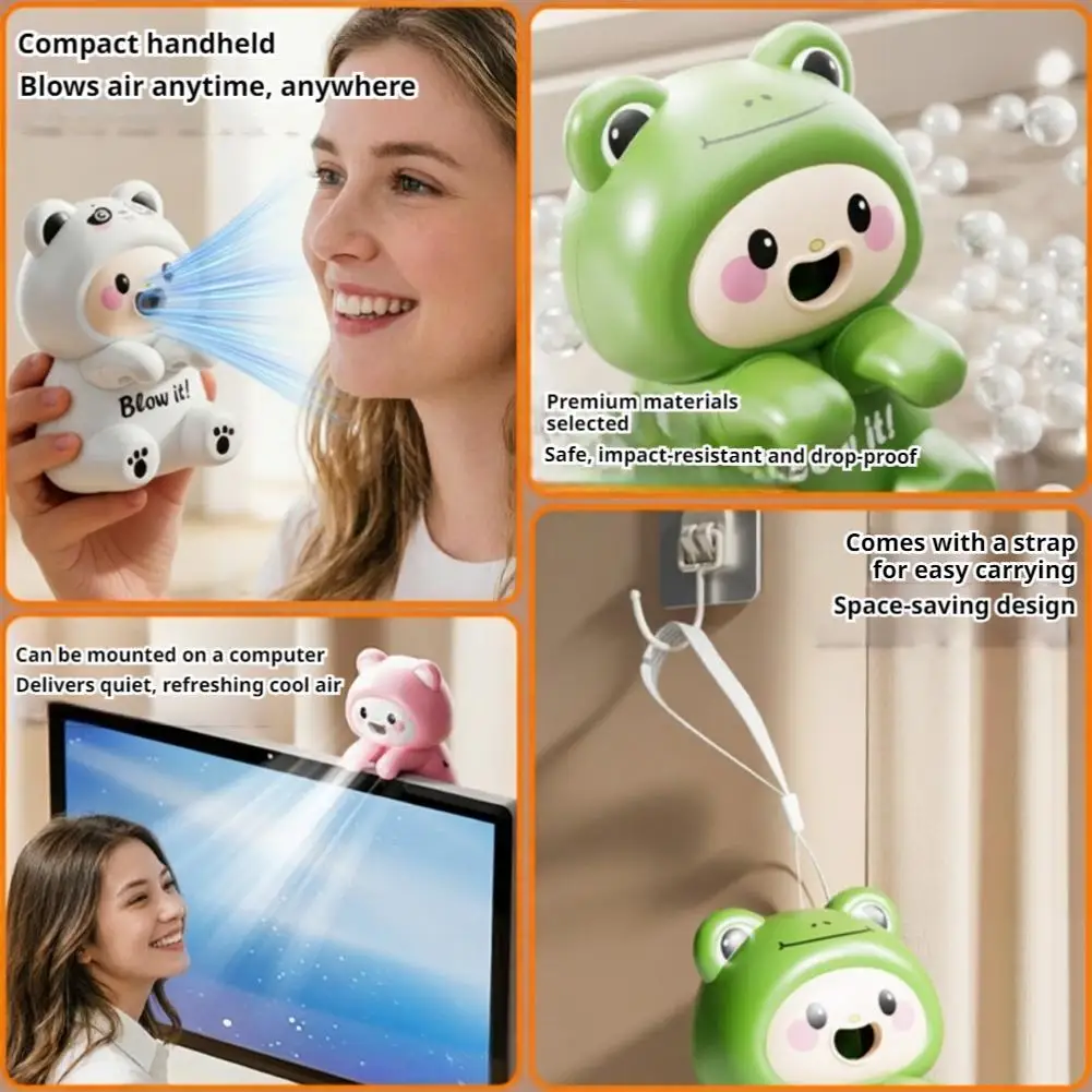 Mini Desk Blower Fan, Rechargeable USB Clip On Cooling Fan, Animal Portable Quiet Fan for Noodles Coffee Tea Hot Food and Drink view 5
