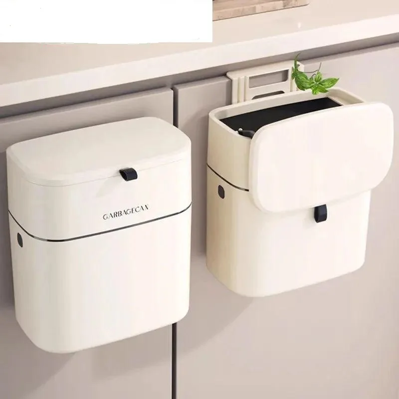 Stylish Hanging Trash Can for Household Toilets - Large Capacity, Square Design, Convenient Clamshell Lid