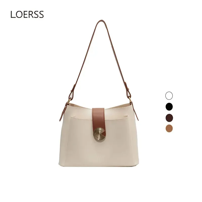 Loerss Pu Lederen Schoudertassen Dames Casual Effen Kleur Mode Rits Crossbody Tassen 2023 Nieuwe Designer Boekentassen Handtassen