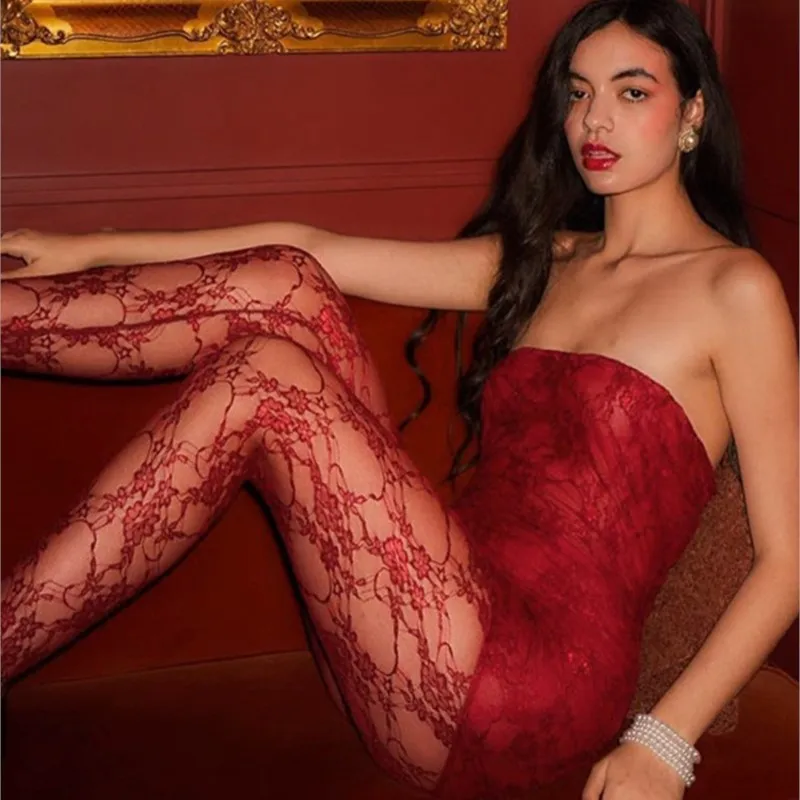 Fashion Lace off-Neck Two-Piece Suit Season New Mesh Wrapped Chest Backless Trousers for Women