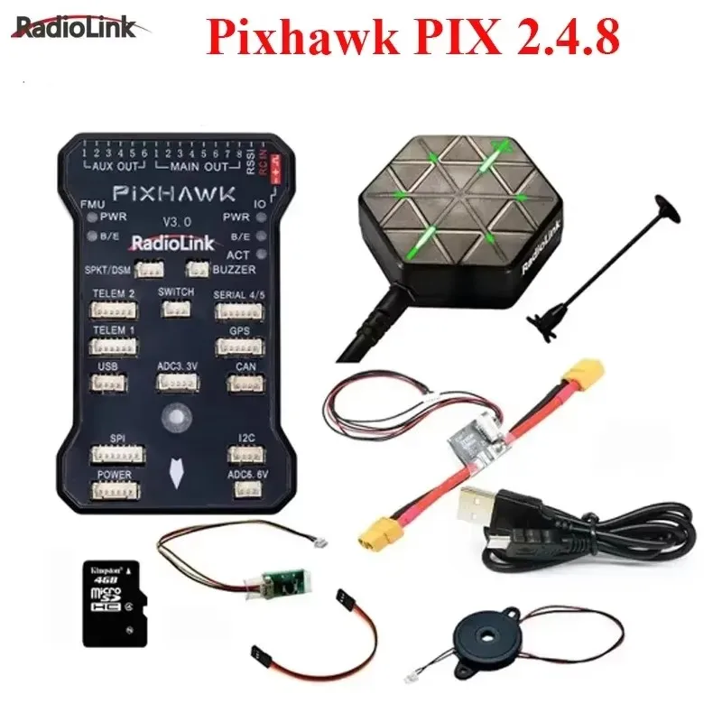 Radiolink-CONTROLADOR DE VUELO Pixhawk PIX 2.4.8 APM, 32 bits, FC con GPS, M8N, SE100, para Dron RC, cuadricóptero/Multirotor de 6-8 ejes