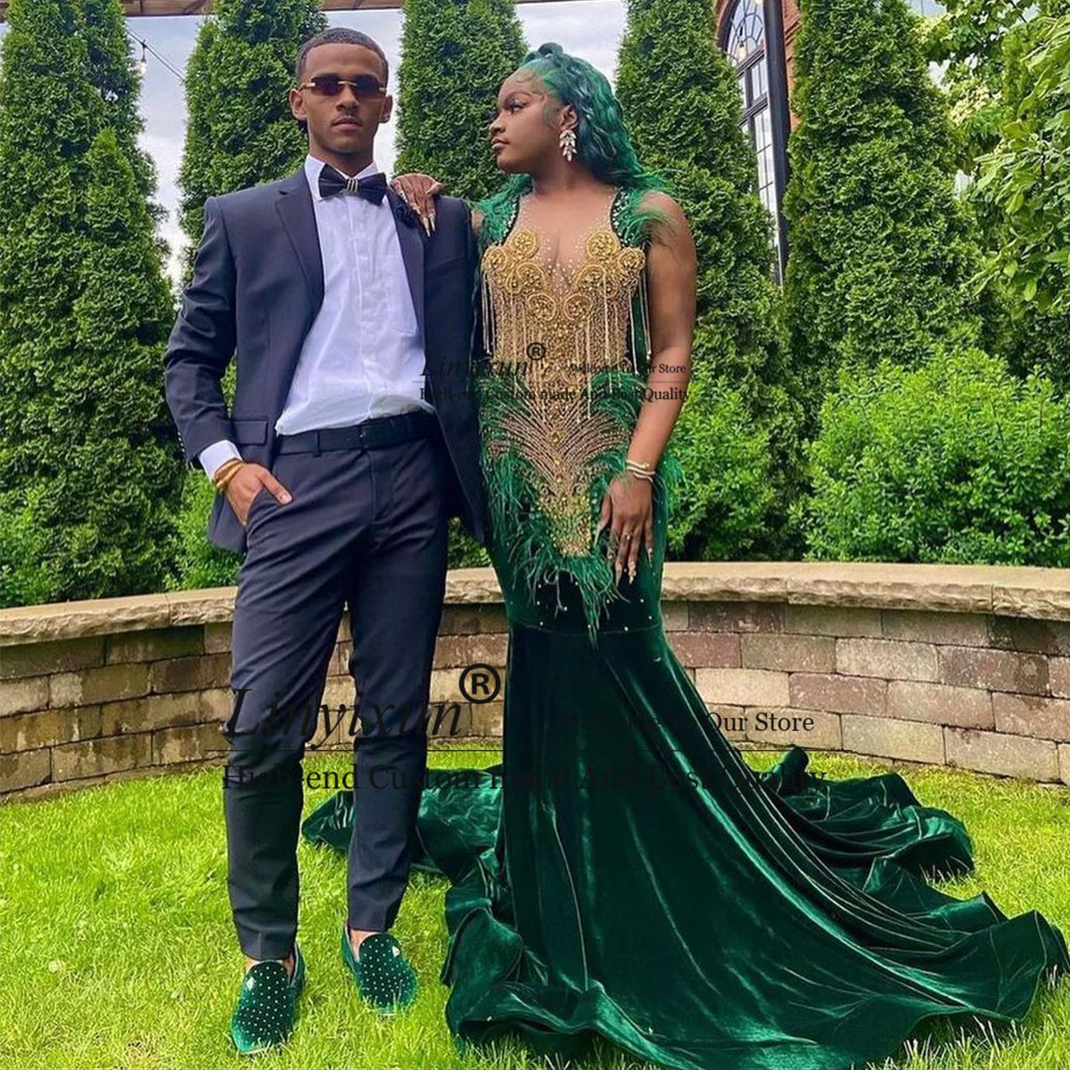 بريق فستان حفلات مسائية شرابة ريشة كريستال بلا أكمام حورية البحر حفلة موسيقية فساتين فتاة سوداء مخصصة الجلباب دي سواريه