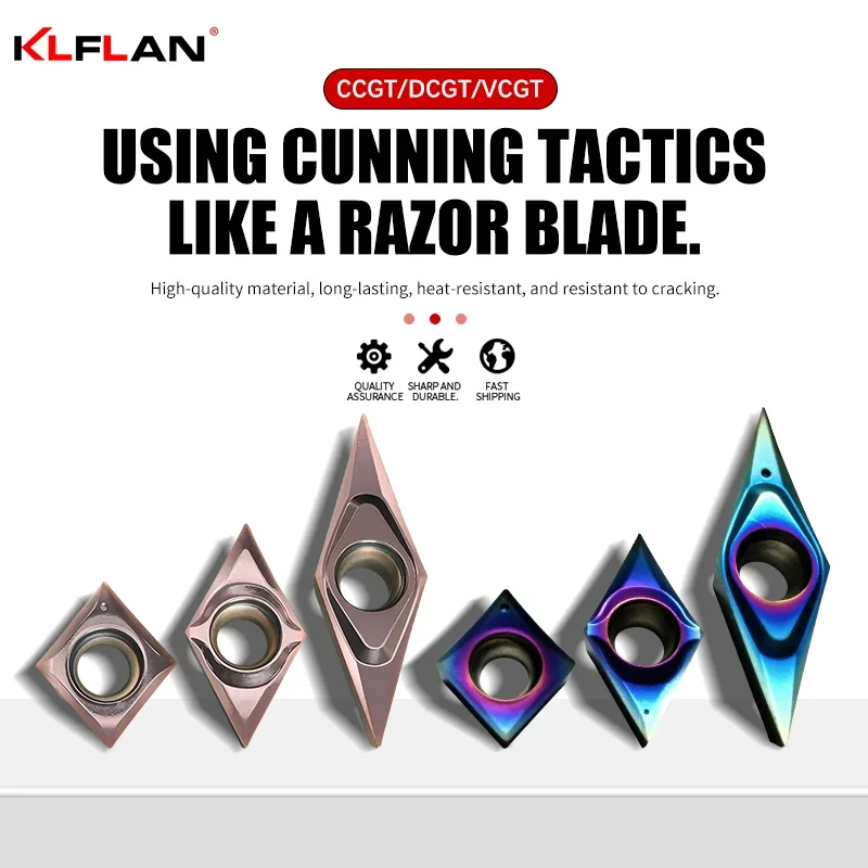 

KLFLAN Stainless Steel Free-Cutting Iron Swiss-Type Lathe Inserts Nano Blue Coating CNC Inserts TCGT TBGT TPGH For CNC Lathes