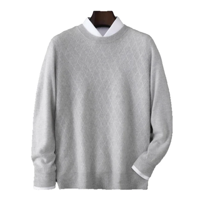 25. осень-зима, новый шерстяной свитер с круглым вырезом, мужской пуловер, свободный универсальный свитер, молодежный вязаный базовый свитер среднего возраста