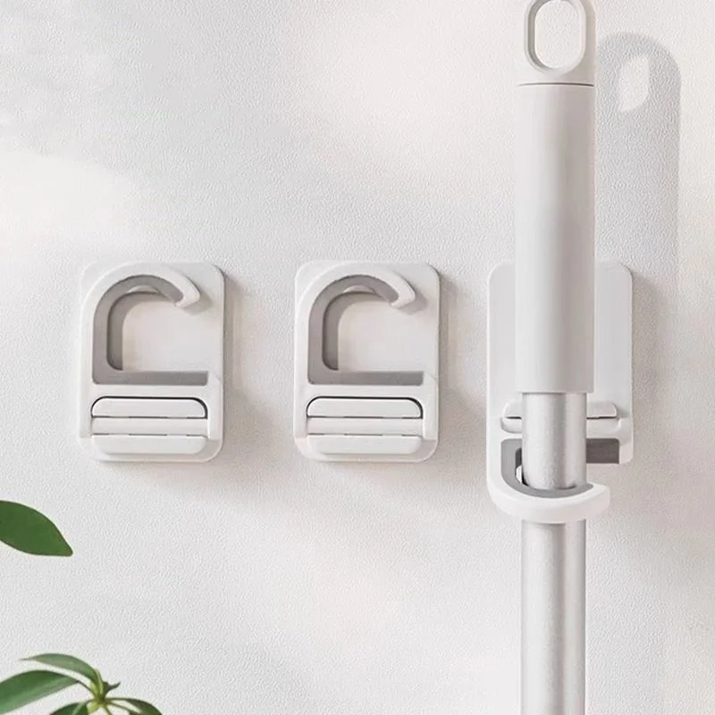 Wall Mount Broom Mop Clip Holder Self-adhesive Broom Brush Mop Hanger Organizer Rack Kitchen Bathroom Storage Multi-Purpose Hook