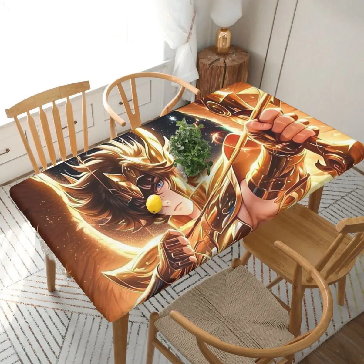 Knights Of The Zodiac Custom Rectangular Tablecloth Waterproof Table Cover for Dining Events Table Cloth