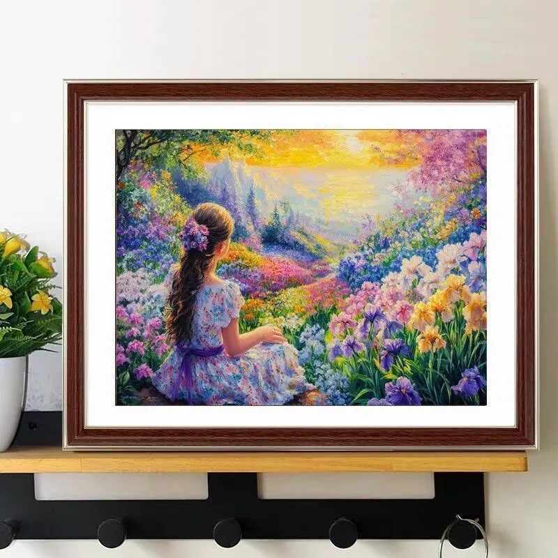 

Girl Flowers 9CT 11CT Embroidery DIY Chinese Style Printed Kits Cross Stitch Thread Needlework Sets Home Decor Crafts