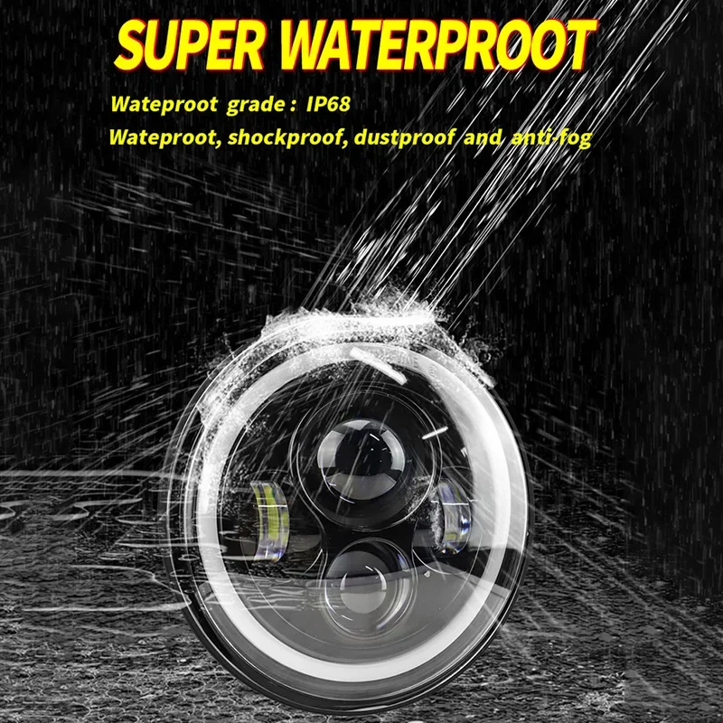 7 Inch LED Headlight 6000K 60W For Jeep Wrangler JK TJ Headlights Angel Eye DRL Amber Turn Signal Wrangler Headlight