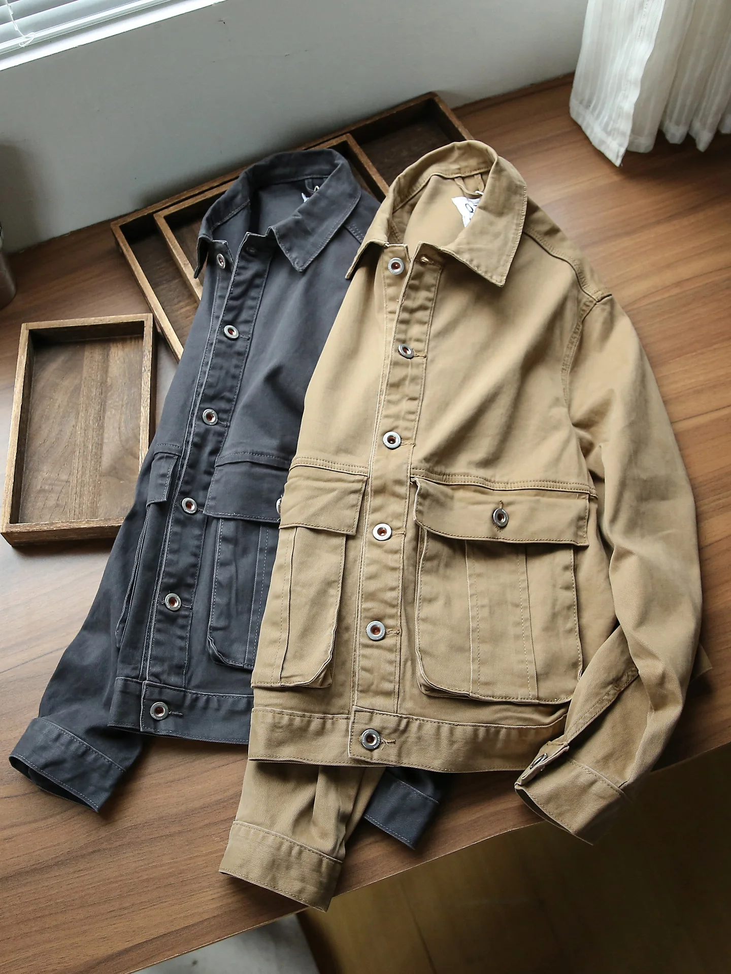 

Осенняя новинка: Мужская повседневная куртка из чистого хлопка цвета хаки с воротником, молодежная, теплая, с длинными рукавами, приталенного кроя