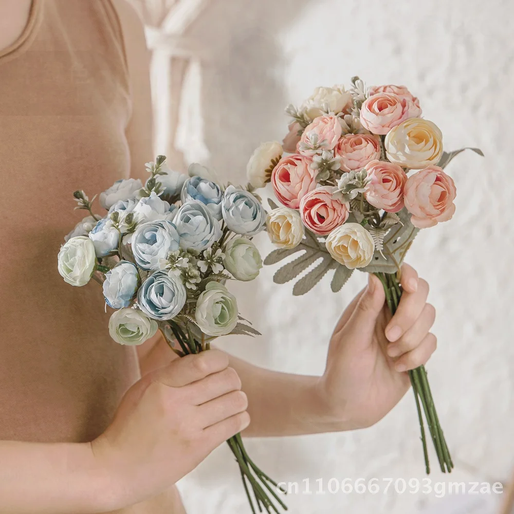 

Liangya оптовая продажа, маленькие бутоны чая, искусственные цветы, украшение для дома, свадебные имитационные растения, голубая роза, розовое шампанское