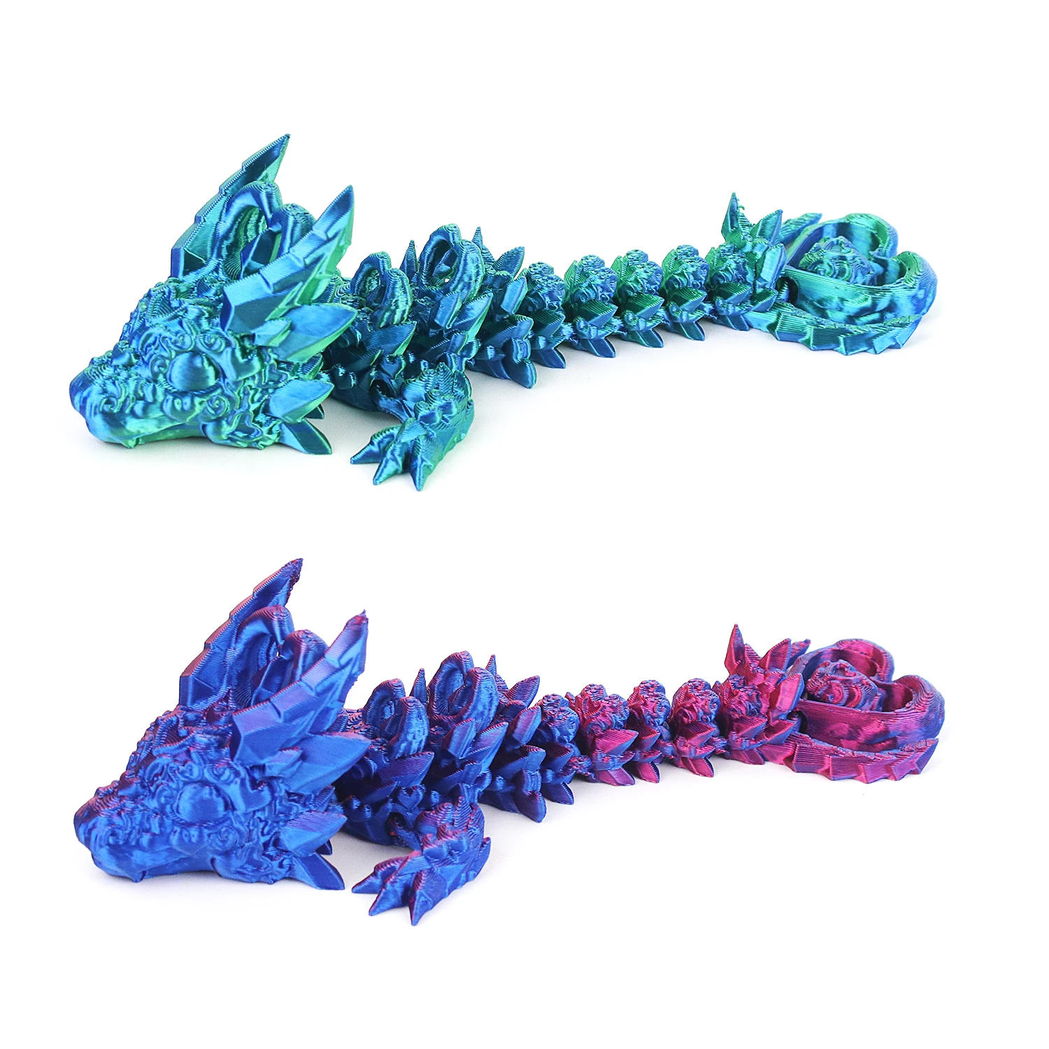 3D printed blue purple blue green love dragon, romantic model decoration, 3D printed parent-child interaction