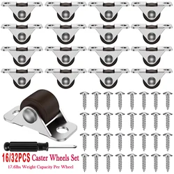 16/32 PCS Furniture Castors Directional Casters Fixed Caster Wheels Mute Rubber Non Swivel Casters 17.6lbs Capacity Per Wheel