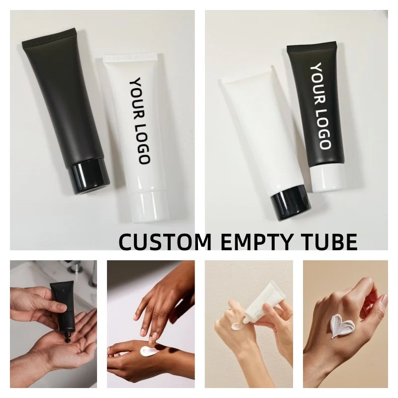 

【Logo Custom】50Pcs Customized 50ml Black/white Screw Lid Black/white Slim Frosted Tube Skincare and Cosmetics Packaging Tool